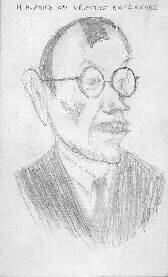 Professor Henry Habberley Price sketch by Willard Quine